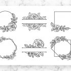Rose Flower Split Monogram Frames