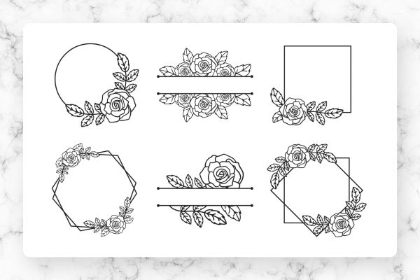 Rose Flower Split Monogram Frames