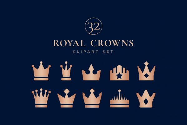 Royal Crowns Vector Clipart Set
