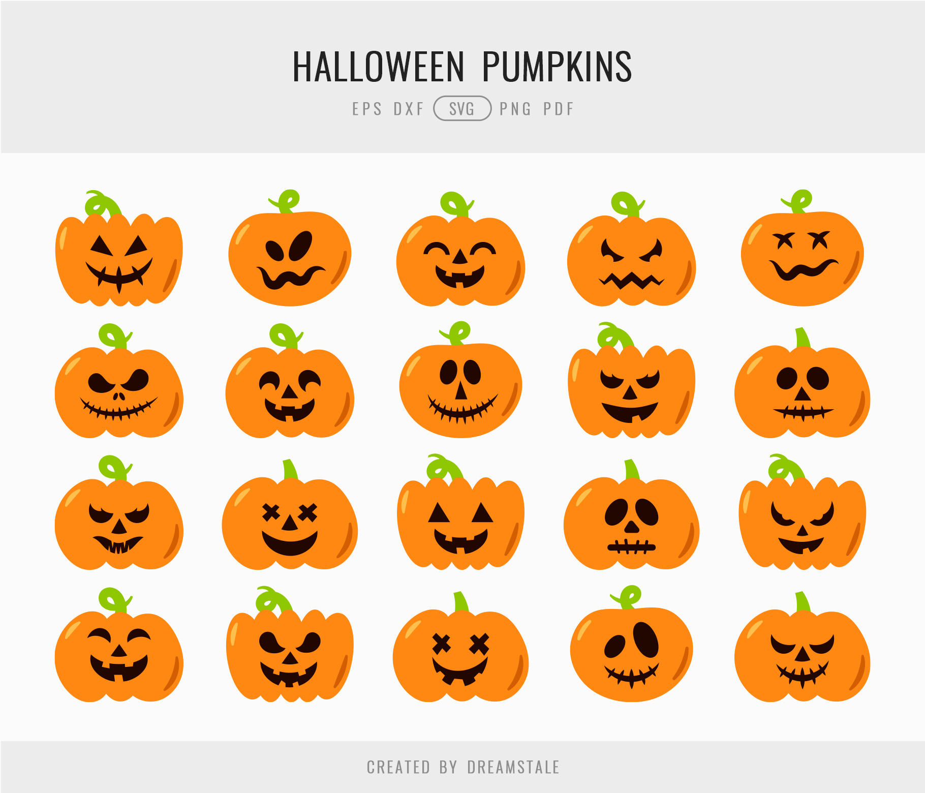 Scary Halloween Pumpkins Clipart Bundle 4 svg+xml;charset=utf Scary Halloween Pumpkins Clipart Bundle