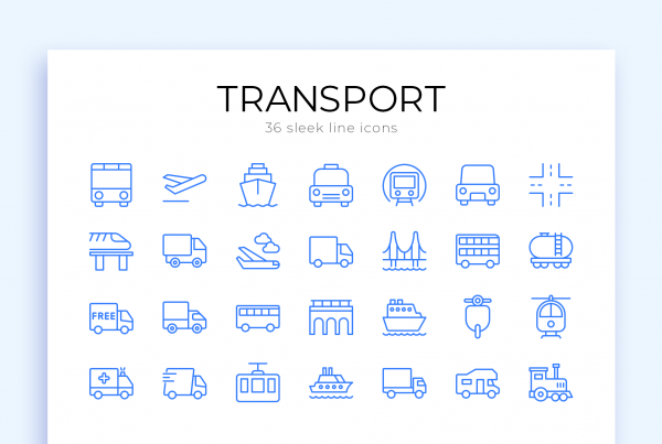 Transport Sleek Line Icons