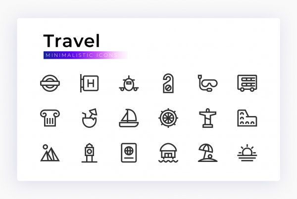 Travel & Tourism Minimalistic Vector Line Icons