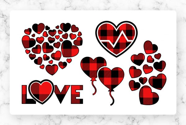 Valentines Day Buffalo Plaid SVG Clipart