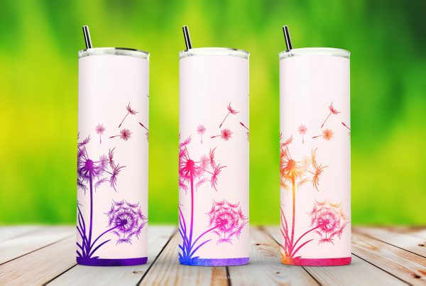 Watercolor Dandelion Flower Sublimation Tumbler Designs