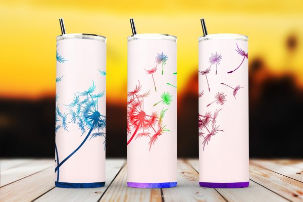 Watercolor Dandelion Tumbler Wraps 1 Watercolor Dandelion Sublimation Tumbler Wraps