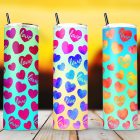 Watercolor Hearts Sublimation Tumbler Designs
