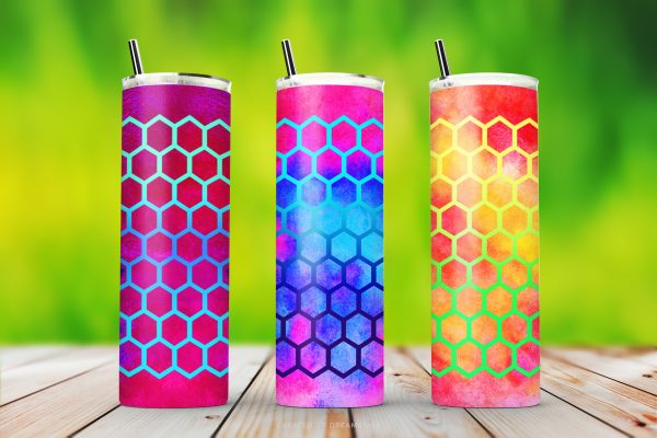 Watercolor Honeycomb Sublimation Tumbler Wraps Watercolor Honeycomb Sublimation Tumbler Wraps