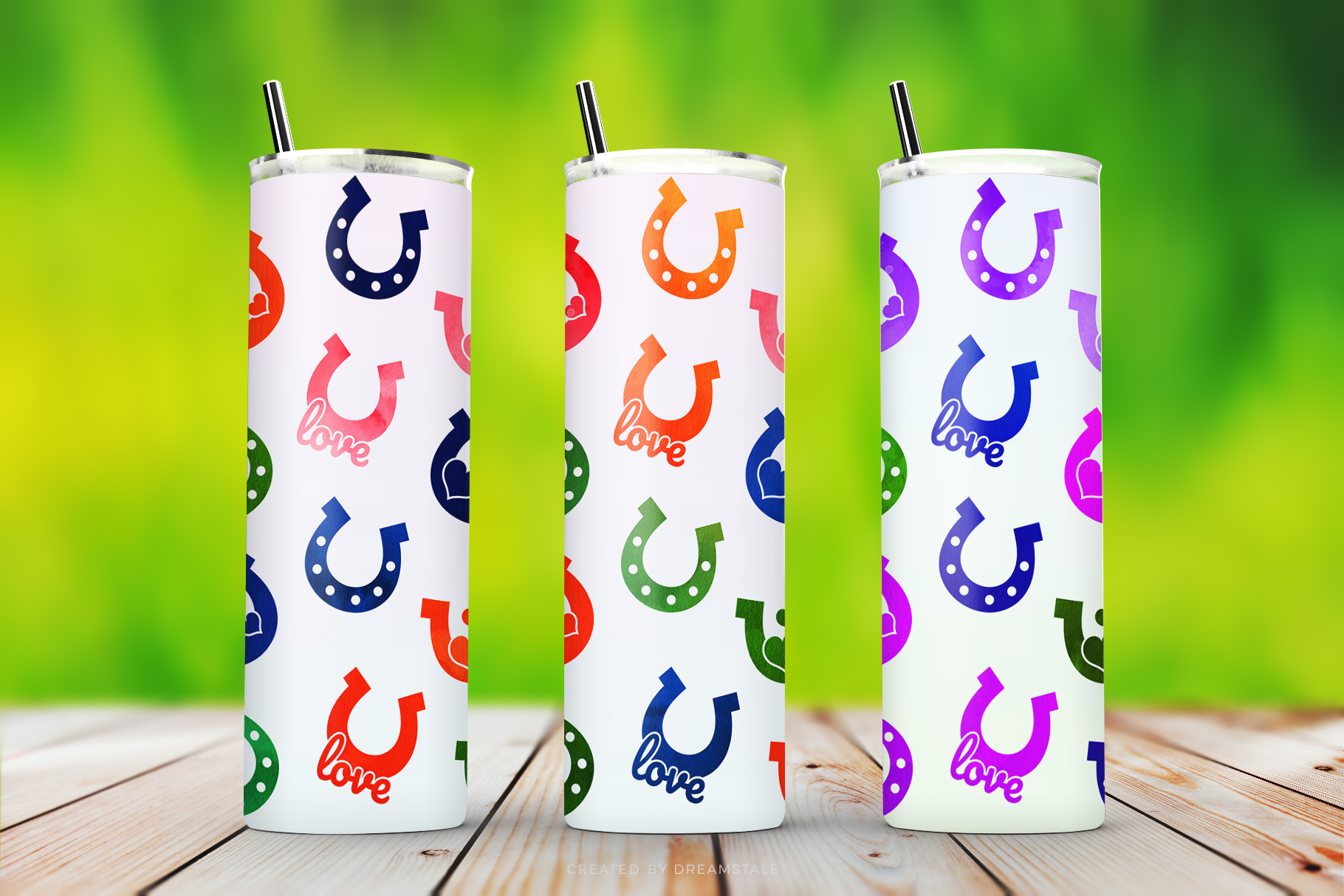 Watercolour Horseshoes Sublimation Tumbler Designs 1 Watercolour Horseshoes Sublimation Tumbler Wraps