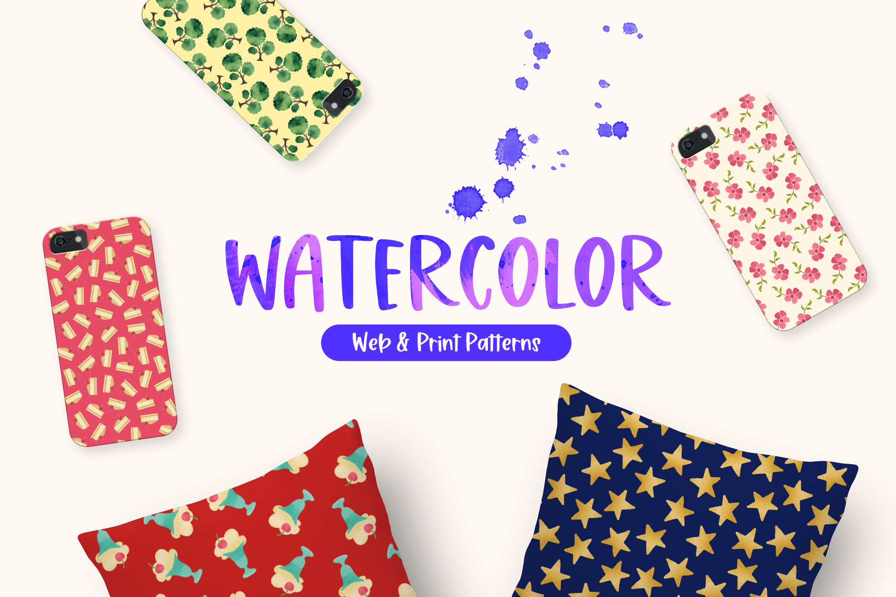 Watercolor Seamless Patterns 1 svg+xml;charset=utf Watercolor Seamless Patterns