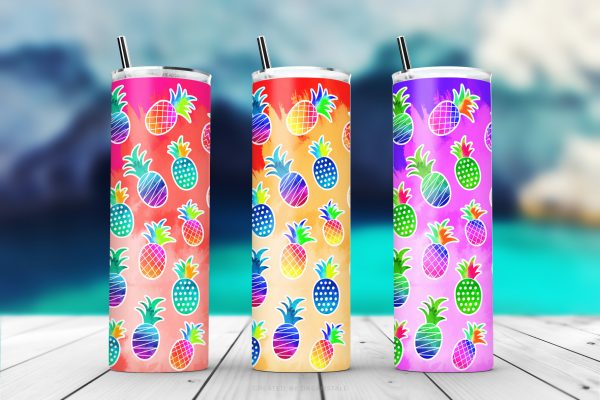 Watercolor Pineapple Sublimation Tumbler Wraps Watercolor Pineapple Sublimation Tumbler Wraps