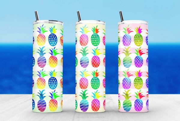 Watercolour Pineapple Fruit Sublimation Tumbler Designs
