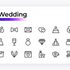 Wedding & Love Minimalistic Vector Line Icons