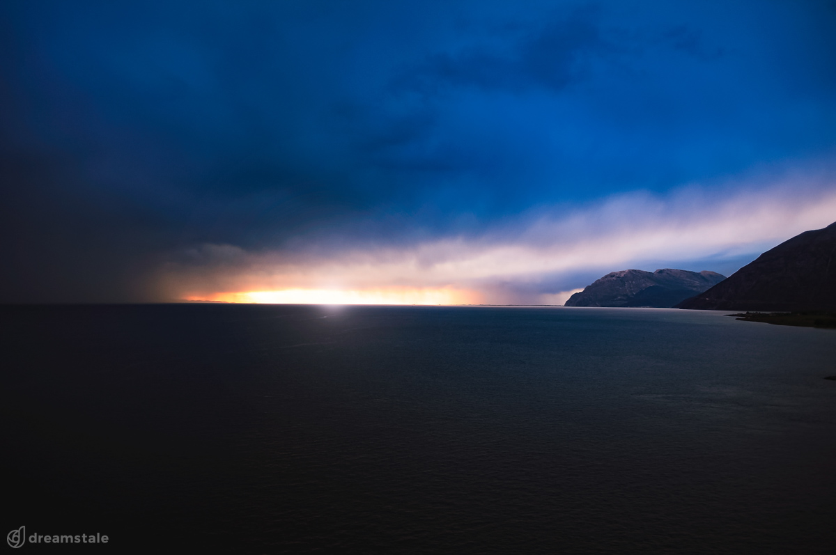 Sea Storm Sunset Landscape Stock Photo