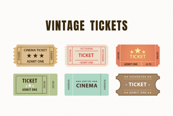 Retro Vintage Tickets Clipart Set