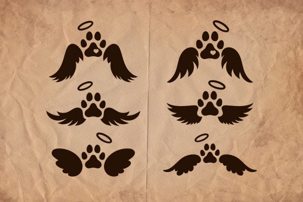 Dog Memorial Silhouettes 1 Dog Memorial Angel Wings SVG Clipart