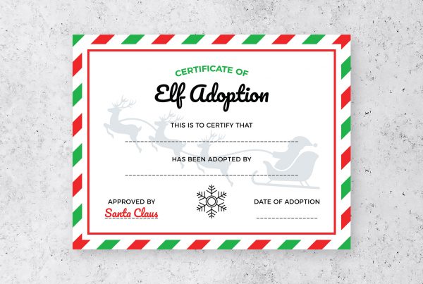 Elf Adoption Certificate Letter Size Printable