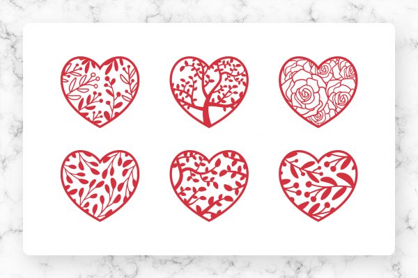 Floral Hearts SVG Clipart