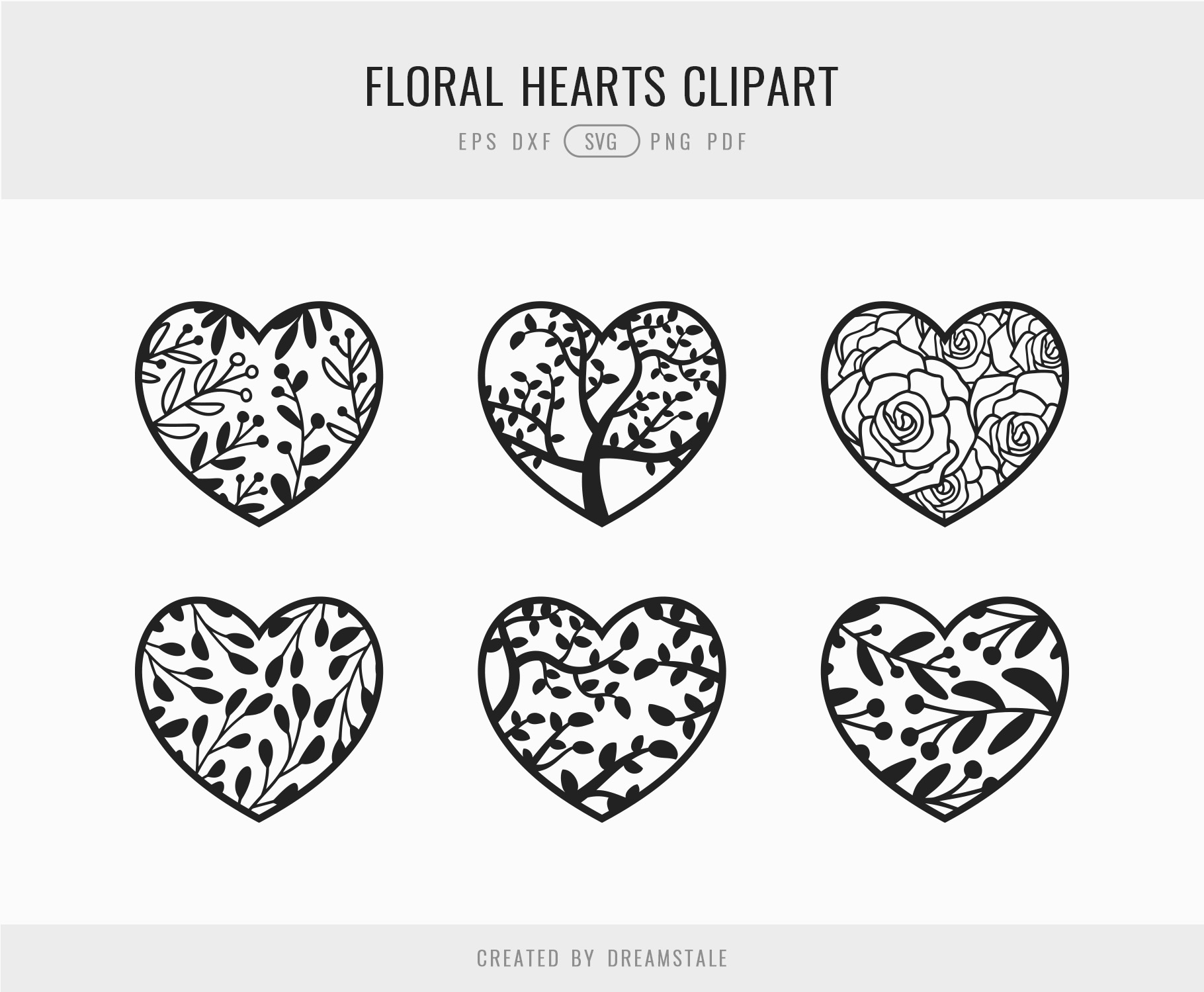 Floral Hearts SVG Clipart 4 svg+xml;charset=utf Floral Hearts SVG Clipart