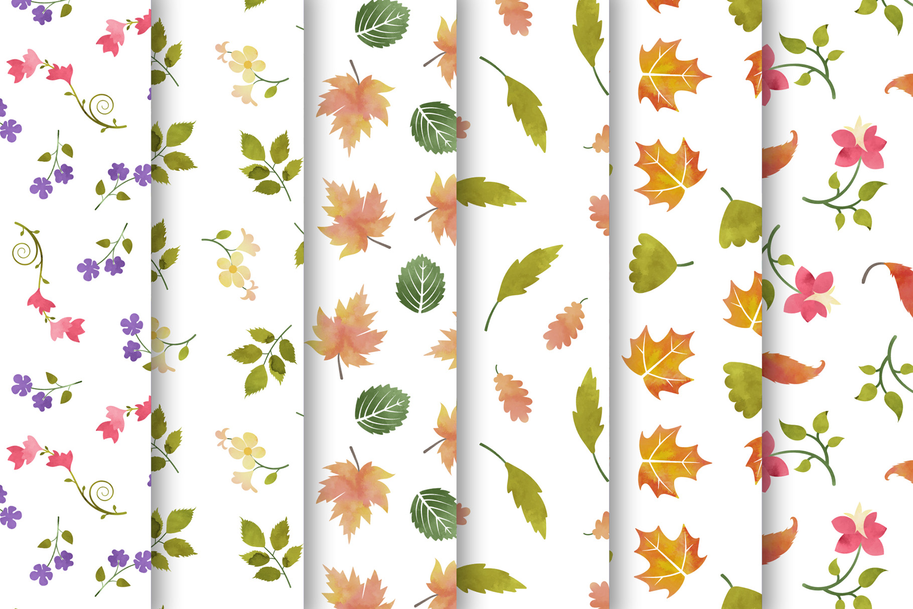 Watercolor Floral Seamless Patterns 1 Watercolor Floral Seamless Patterns