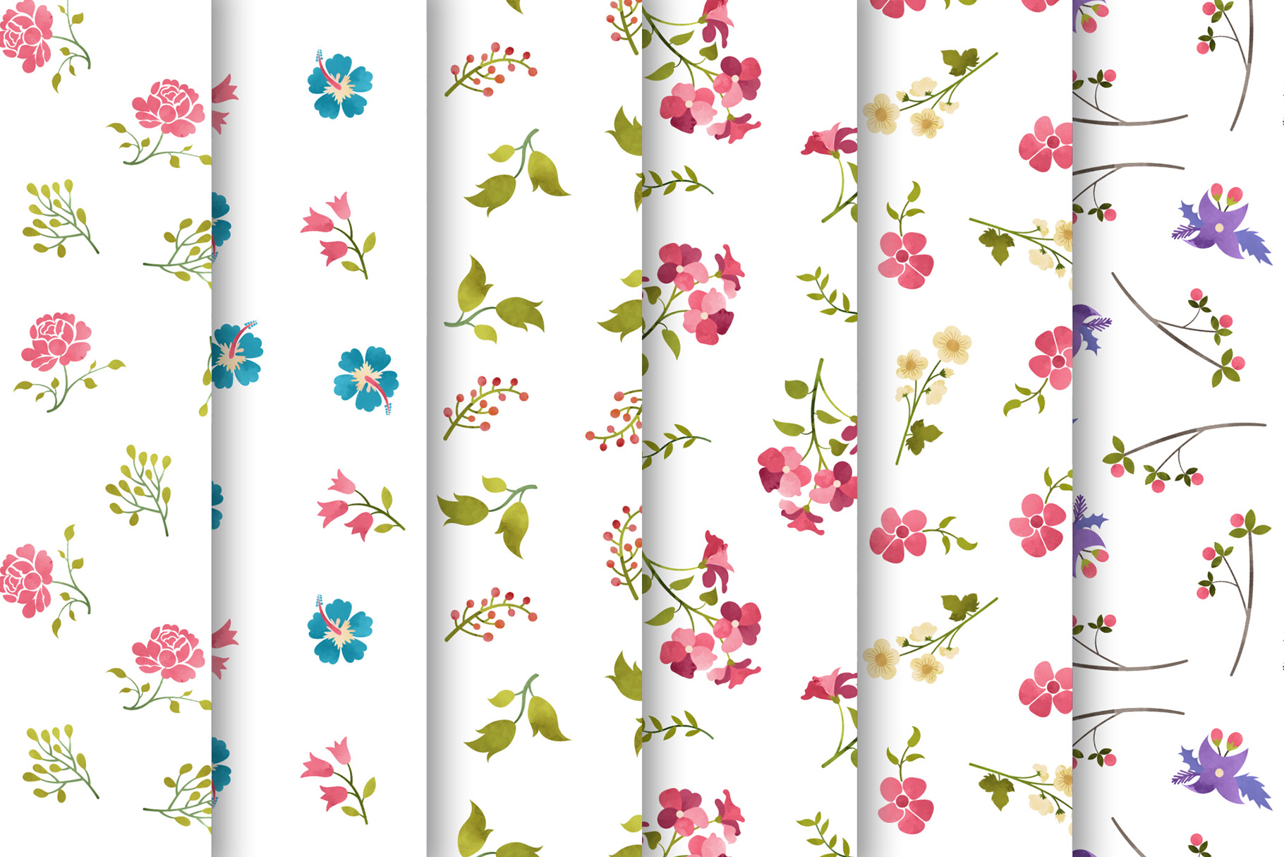 Watercolor Flowers Seamless Patterns 1 Watercolor Flowers Seamless Patterns