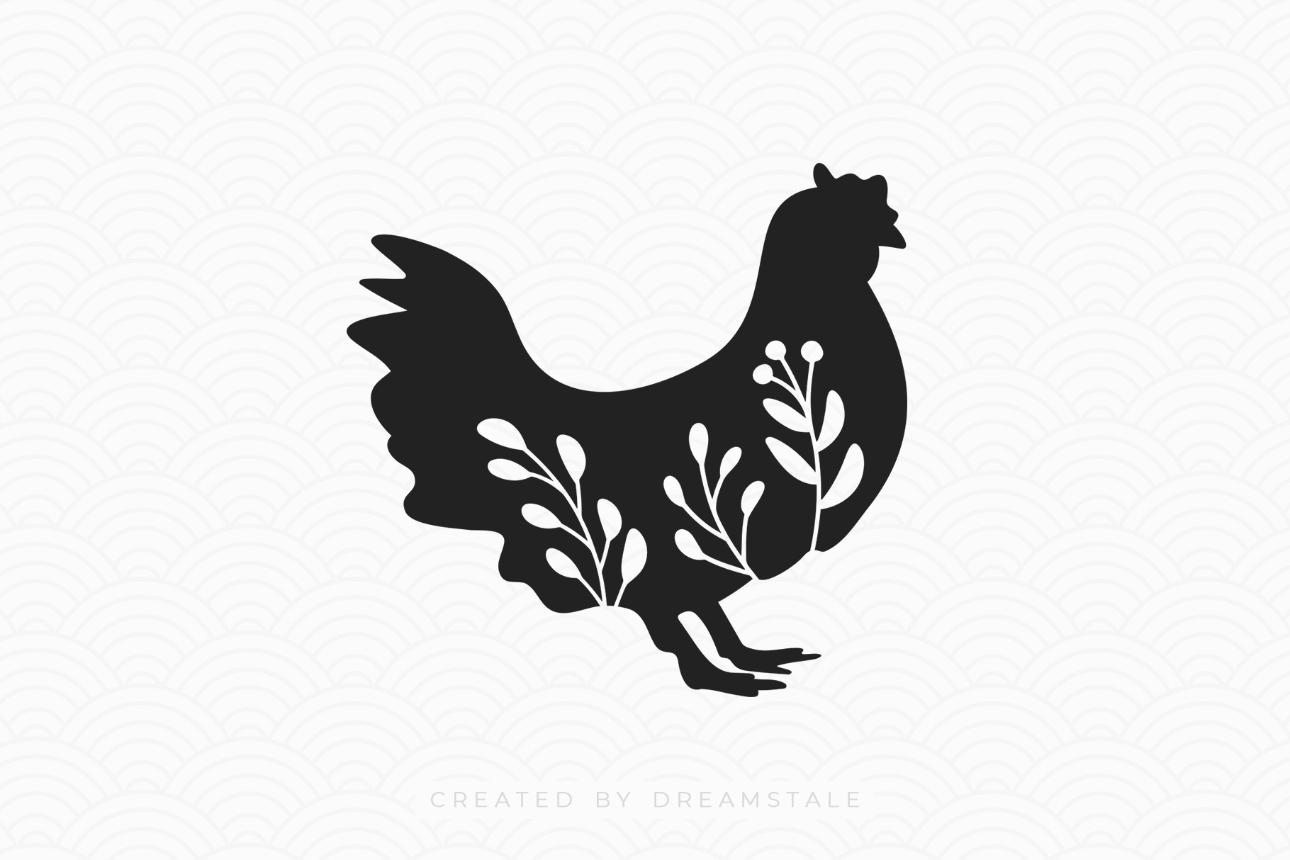 Floral Chicken SVG Free Clipart Image