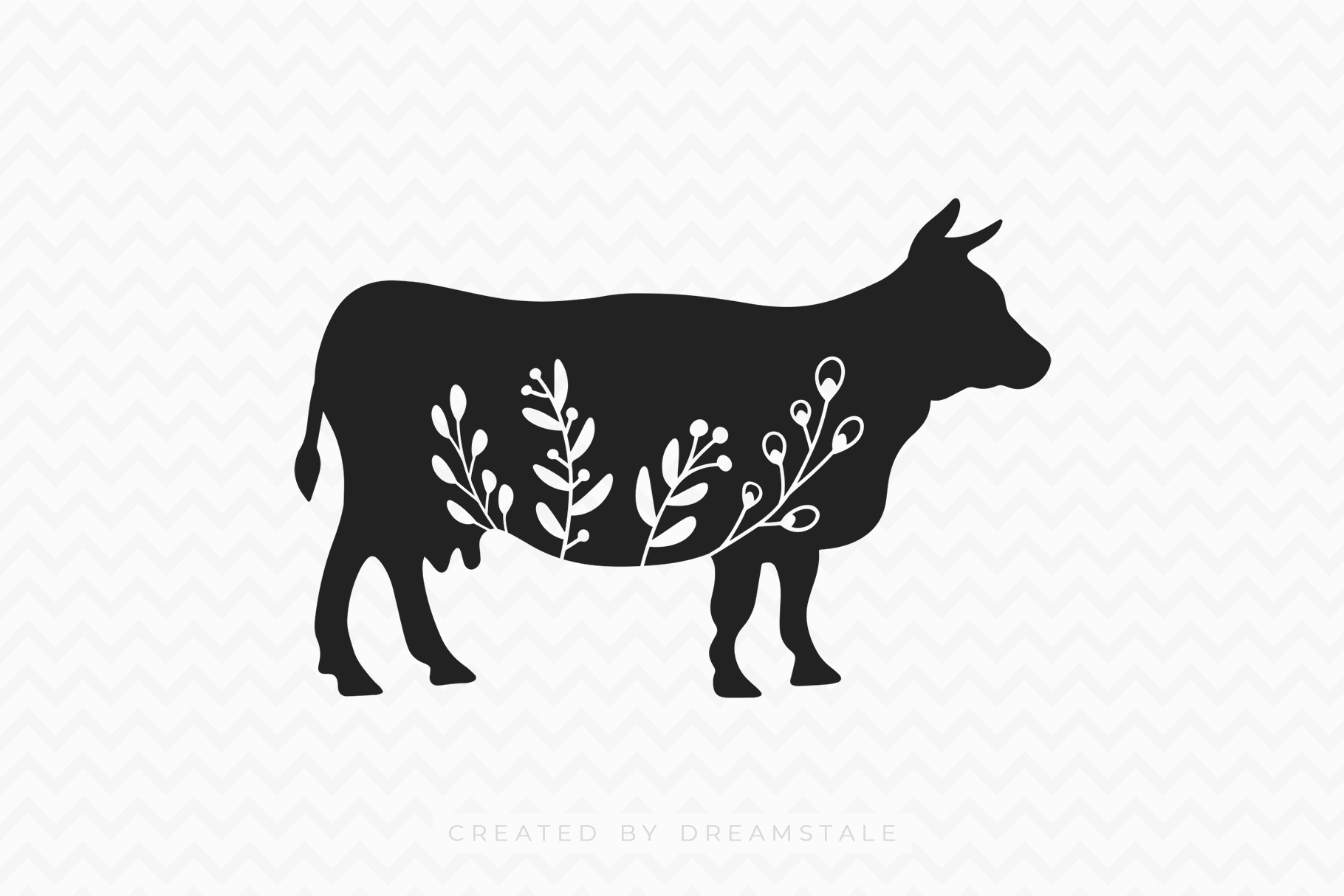 Floral Cow SVG Free Clipart Image