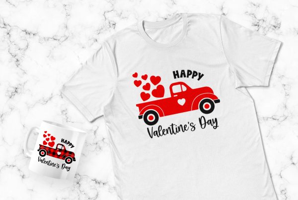 Happy Valentine's Day Truck SVG Clipart
