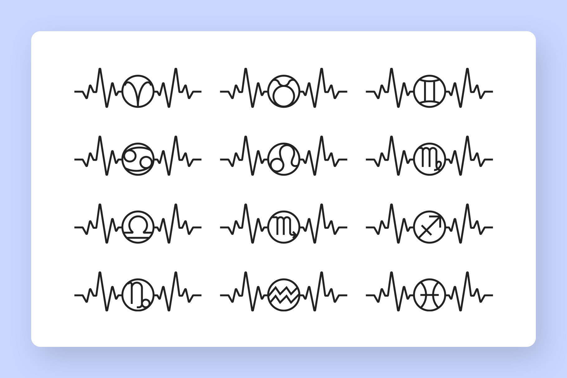 Zodiac Signs Heartbeat SVG Clipart 1 Zodiac Signs Heartbeat SVG Clipart