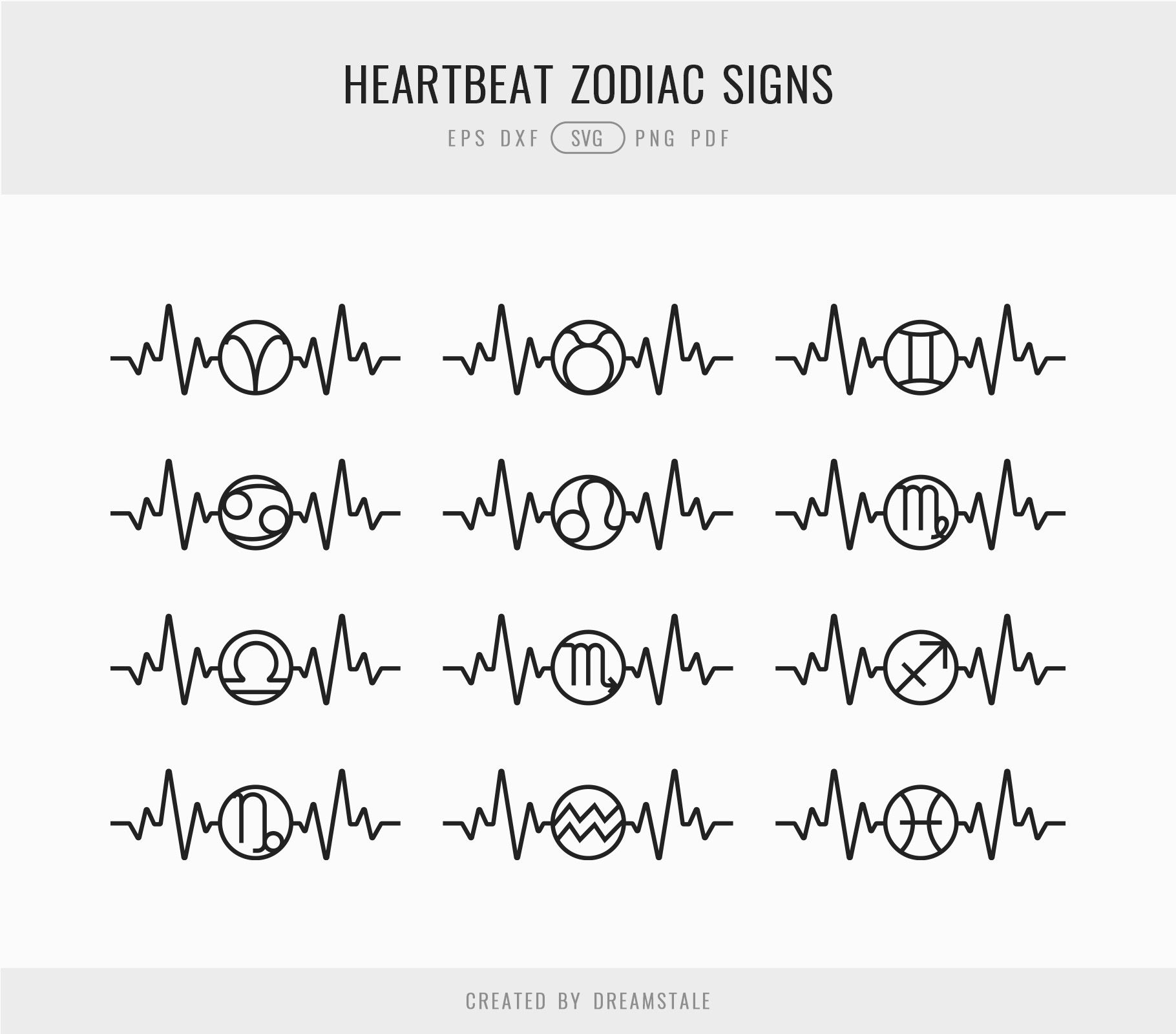 Zodiac Signs Heartbeat SVG Clipart 4 svg+xml;charset=utf Zodiac Signs Heartbeat SVG Clipart