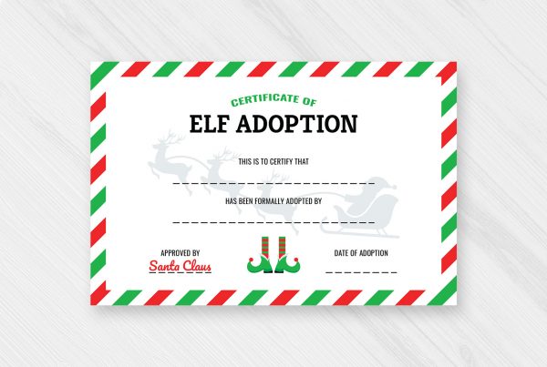 Elf Adoption Certificate 6x4 Printable