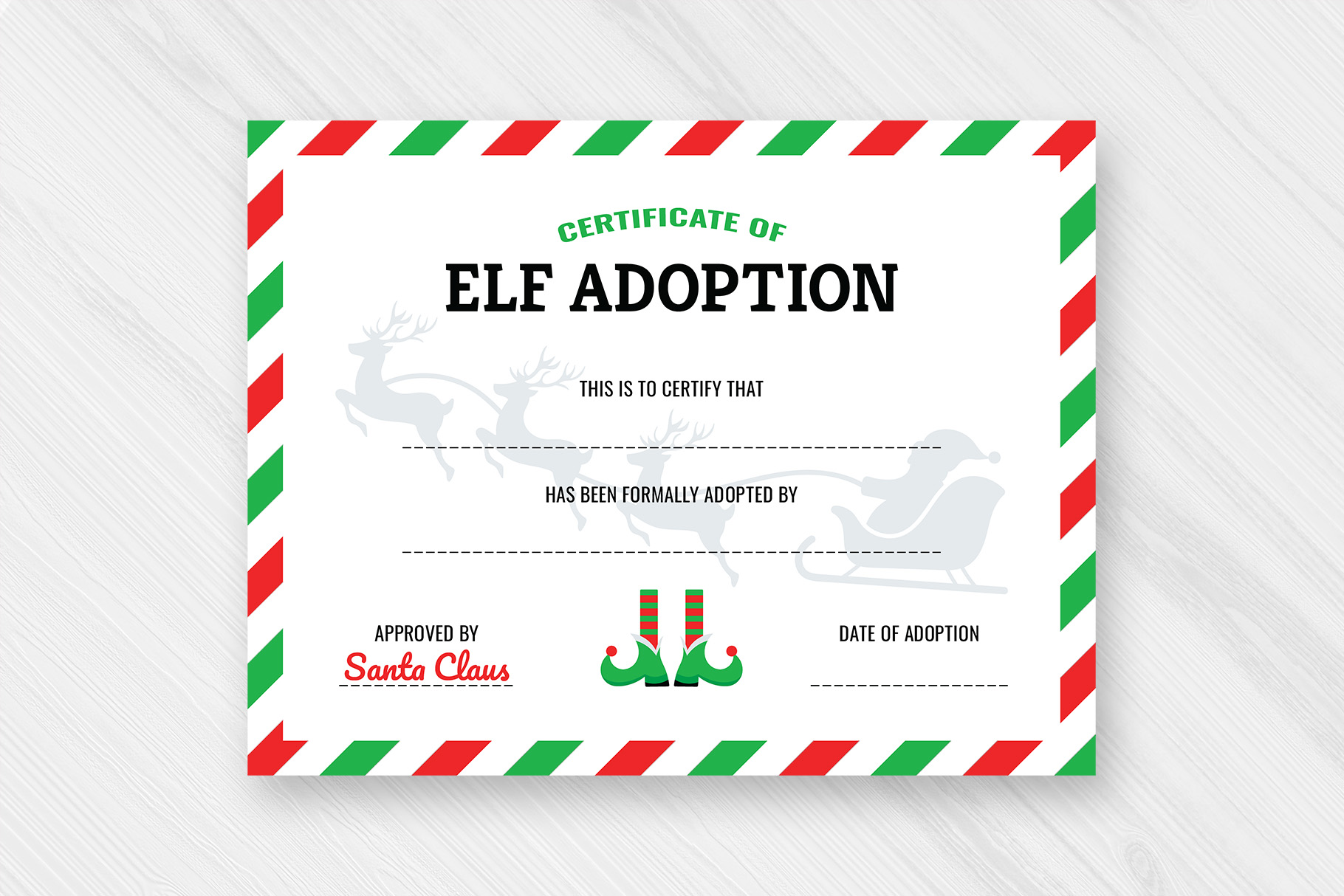 Elf Adoption Certificate 11x8.5 Printable Template 1 Elf Adoption Certificate 11x8.5 Printable Template