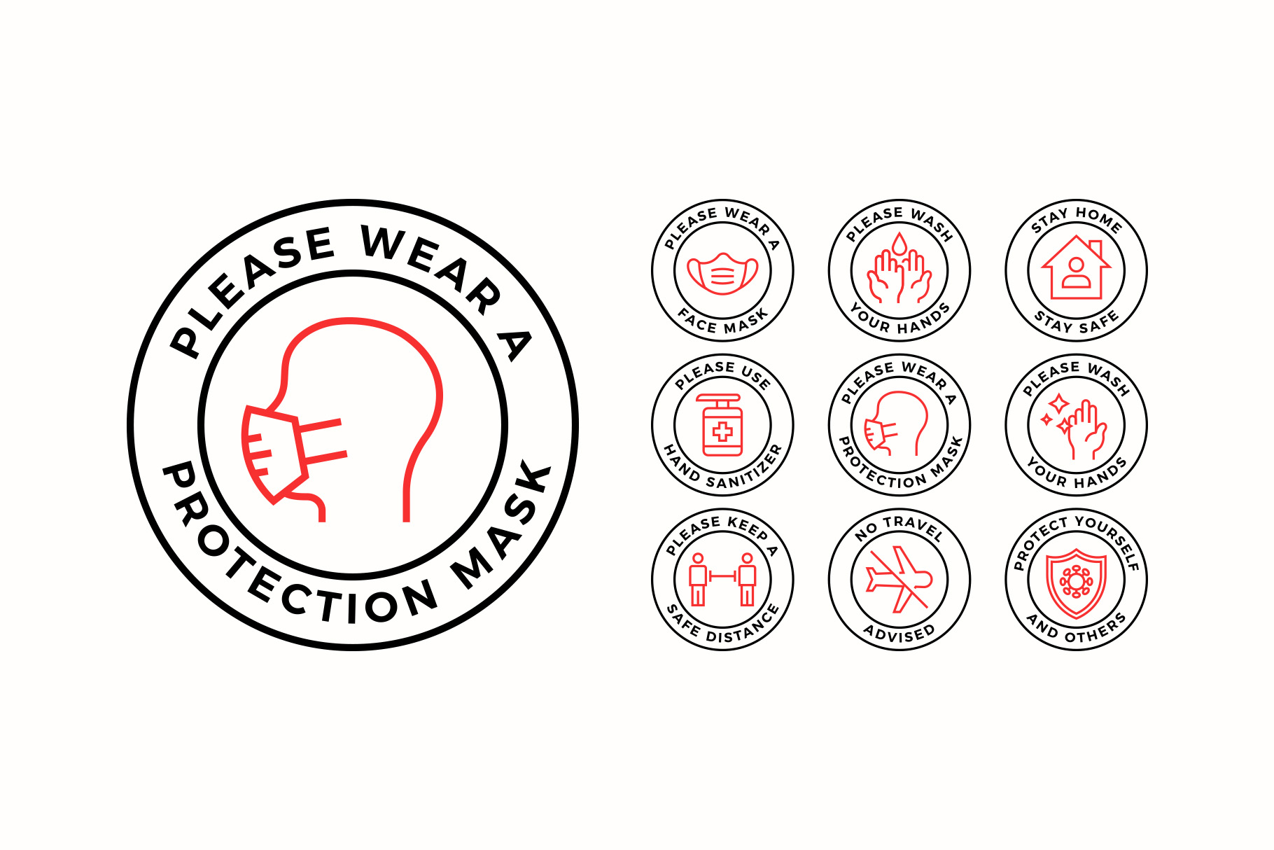 Pandemic Safety Outline Badges Clipart 1 Pandemic Safety Outline Badges Clipart