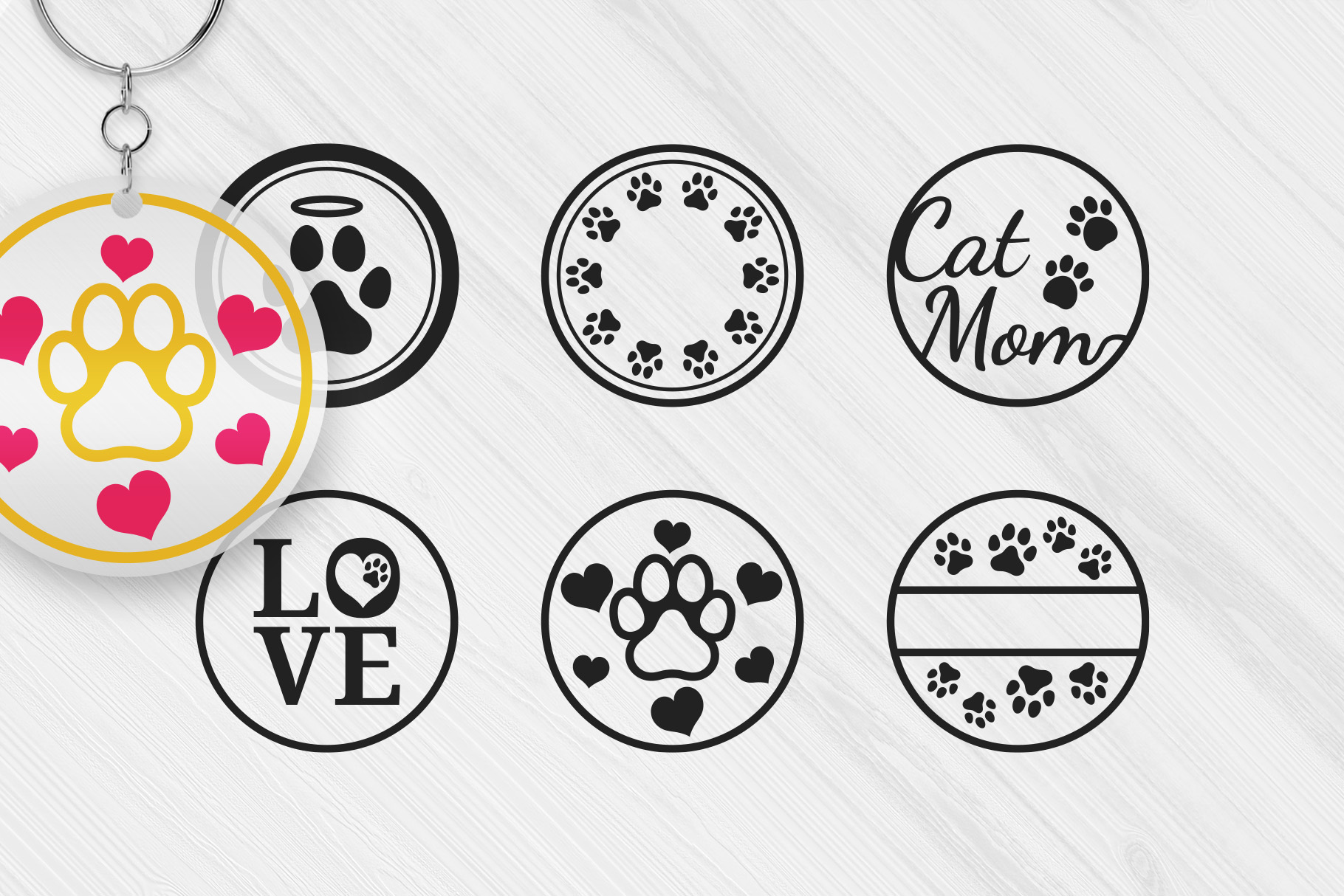 Pet Paw Prints Keychain Clipart Silhouettes 1 Pet Paw Prints Keychain Clipart Silhouettes