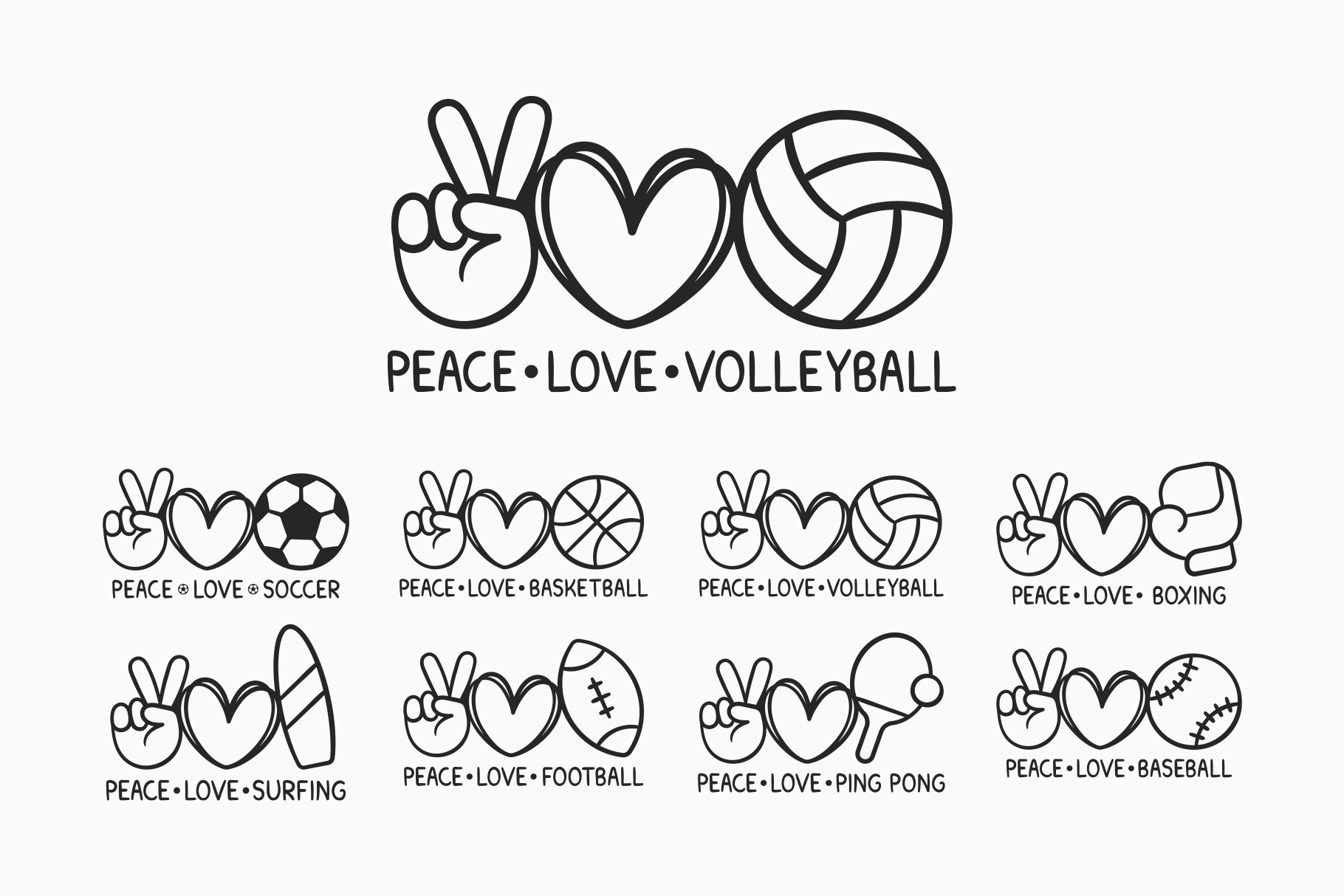 Peace & Love Sports SVG Clipart 1 Peace & Love Sports SVG Clipart