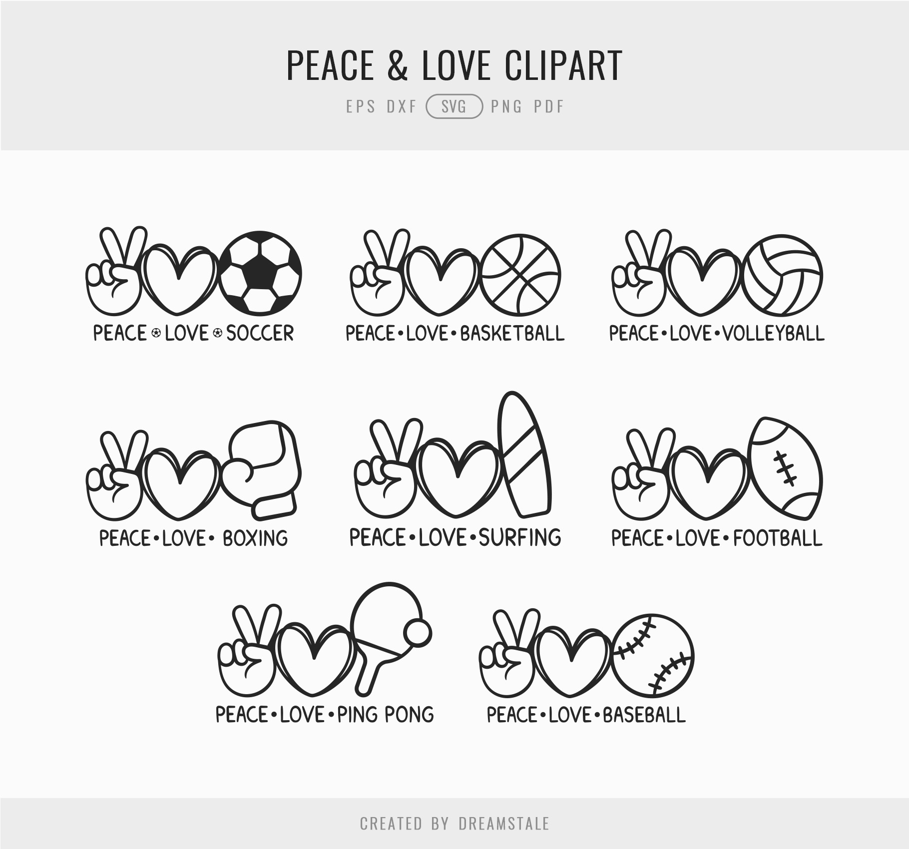 Peace & Love Sports SVG Clipart 4 svg+xml;charset=utf Peace & Love Sports SVG Clipart