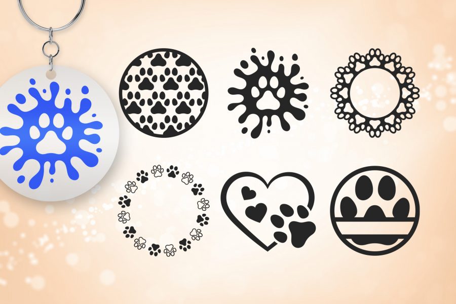 Paw Prints Dog Keychain SVG Clipart Dreamstale