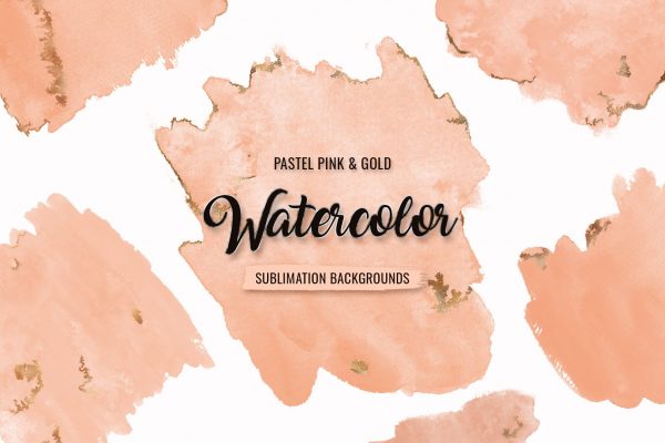 Pink & Gold Watercolor Textures 1 Pink & Gold Watercolor Textures