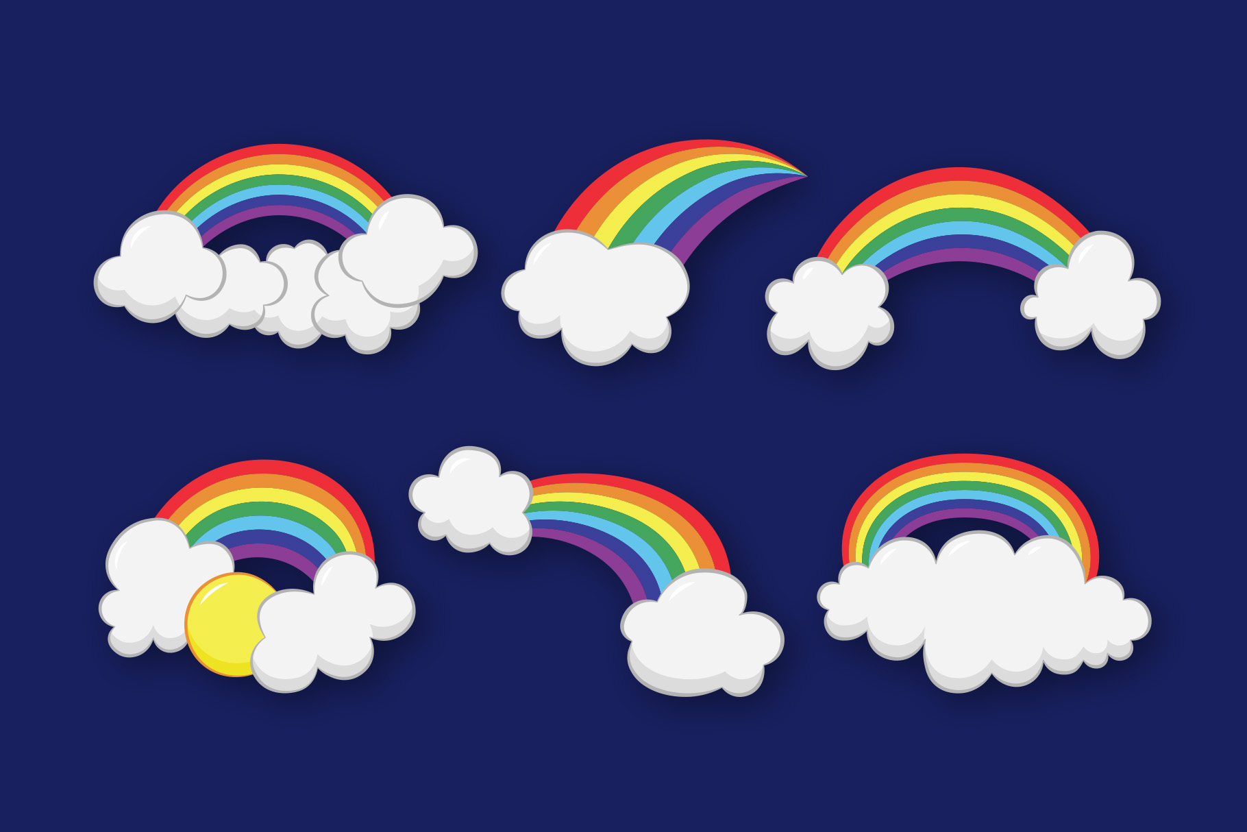 Rainbow & Clouds Clipart Designs 1 Rainbow & Clouds Clipart Designs