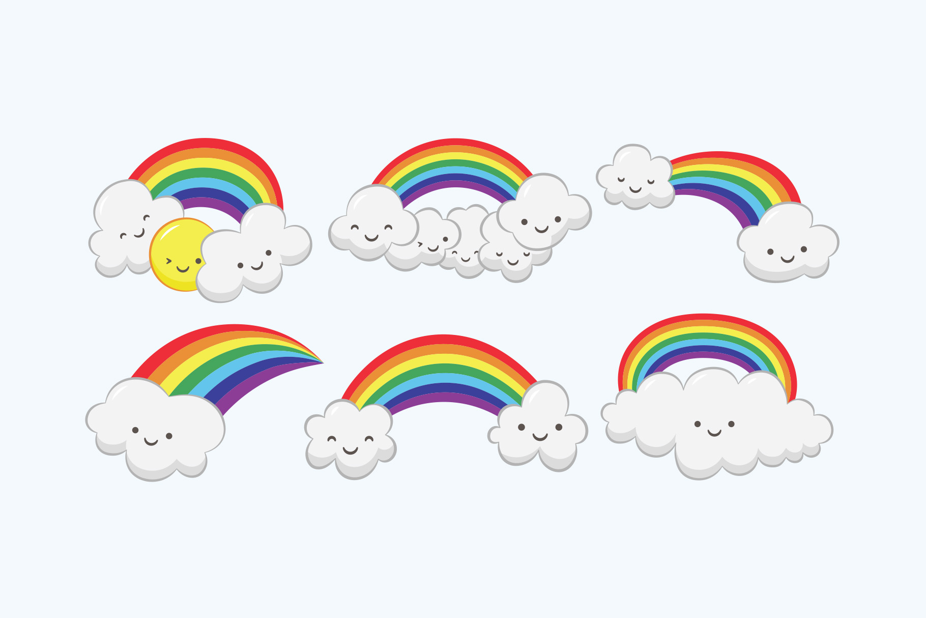 Rainbow & Clouds Emoji Clipart 1 Rainbow & Clouds Emoji Clipart
