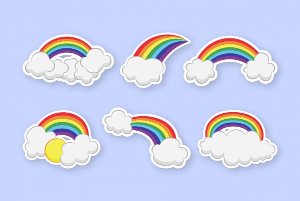 Rainbow & Cloud Stickers Clipart