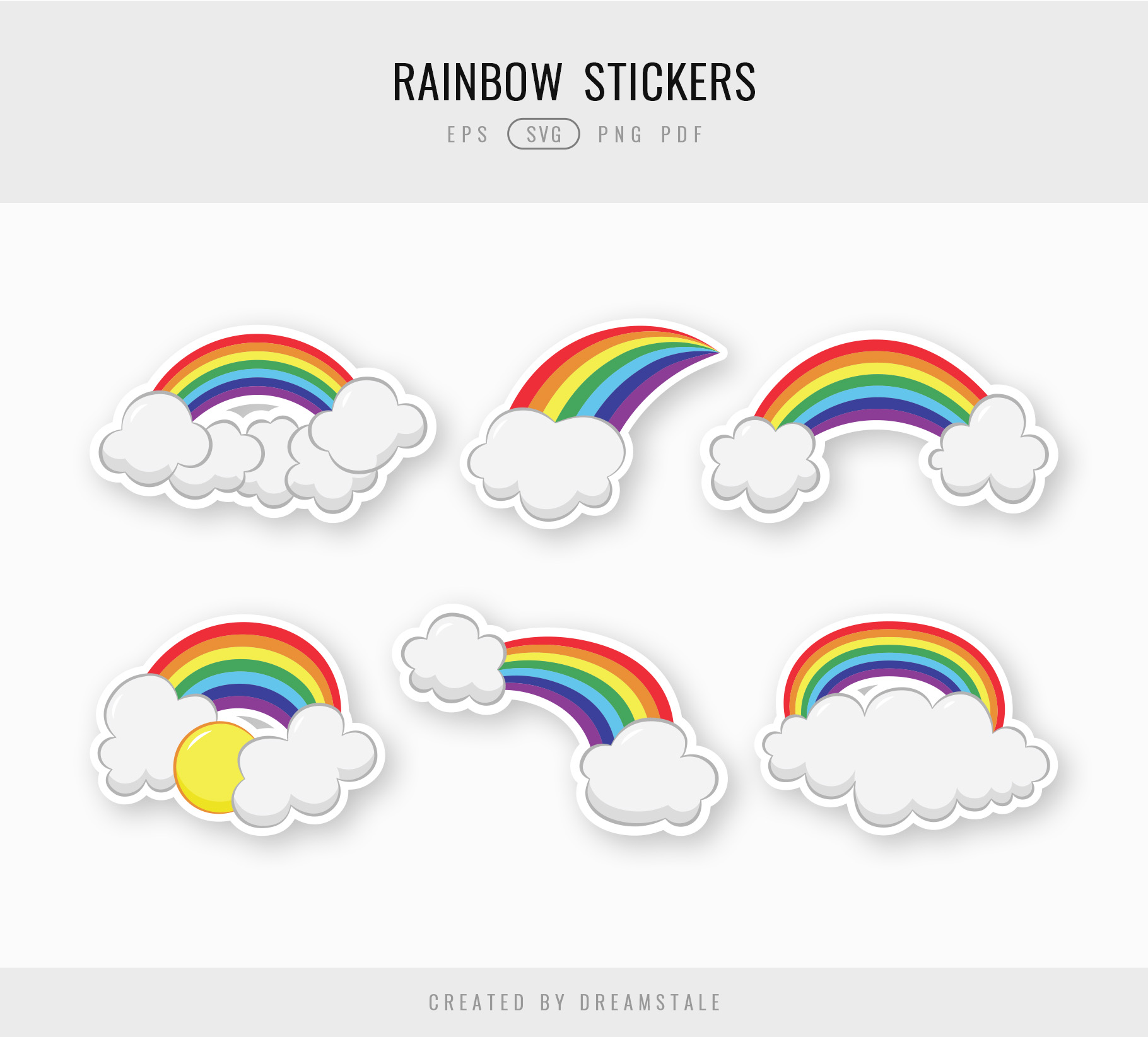 Rainbow & Cloud Stickers Clipart 4 svg+xml;charset=utf Rainbow & Cloud Stickers Clipart