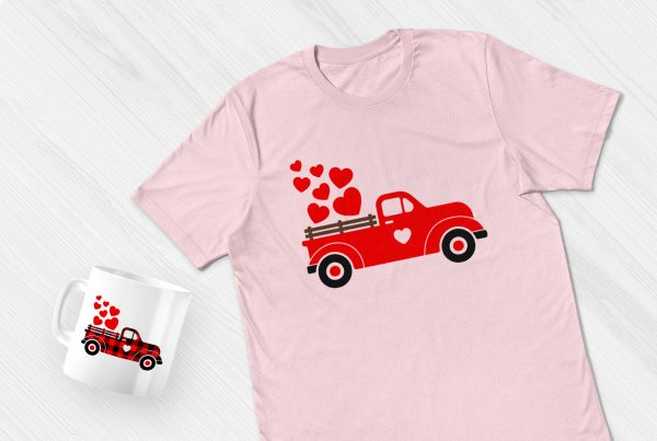 Valentine's Day Love Truck SVG Clipart