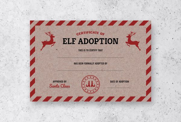 Vintage Elf Adoption Certificate 6x4 Printable