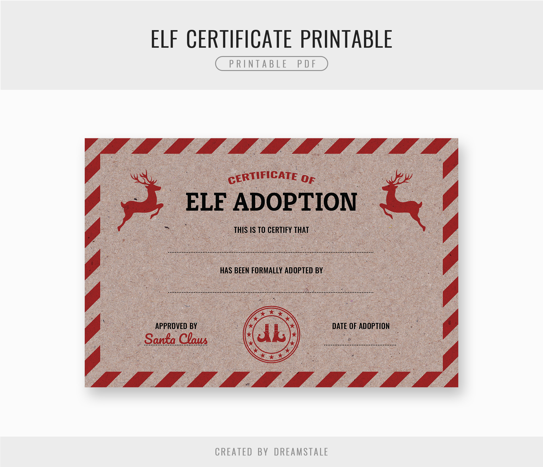 Vintage Elf Adoption Certificate 6x4 Printable 2 Vintage Elf Adoption Certificate 6x4 Printable