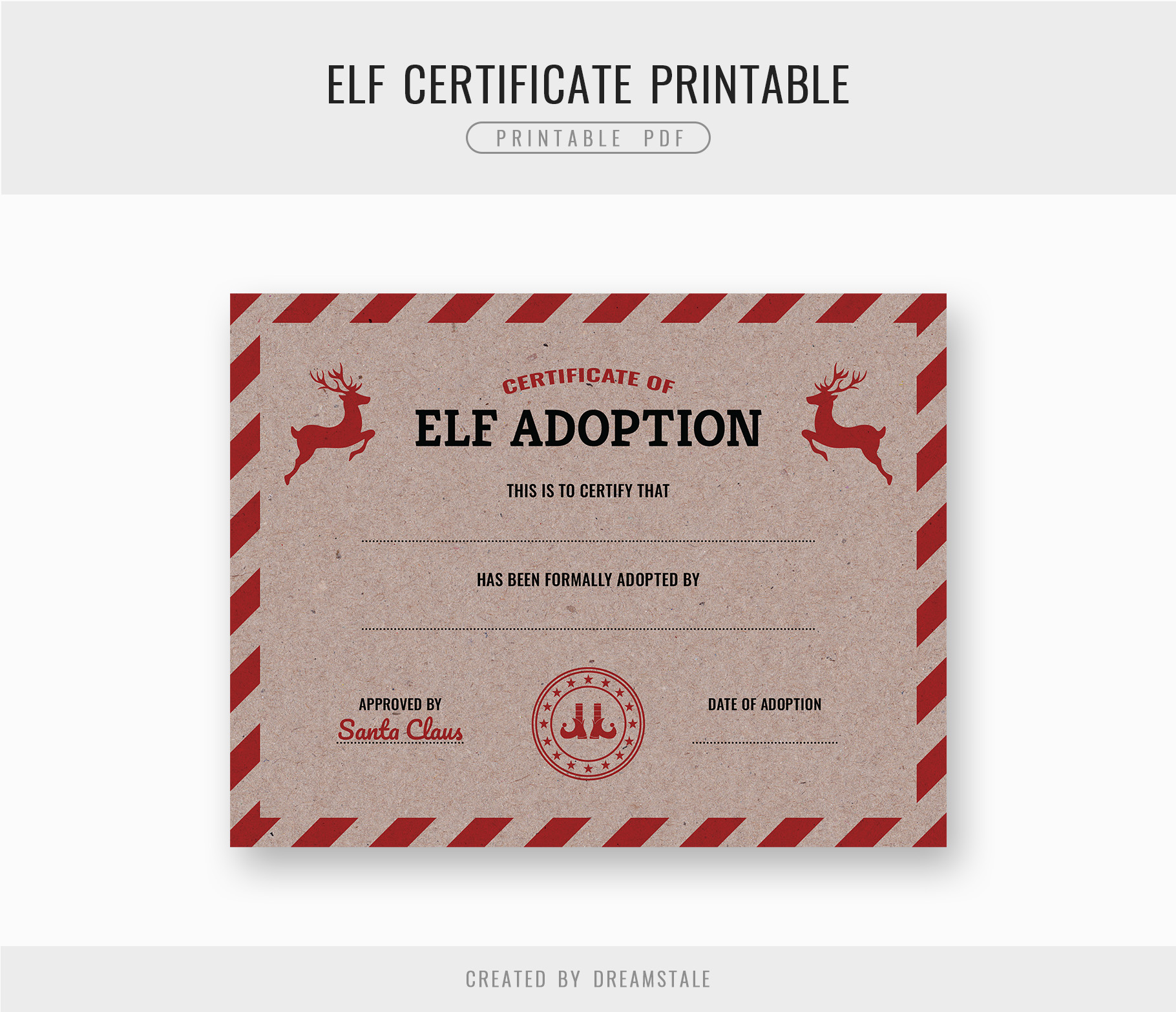 Vintage Elf Adoption Certificate 11x8.5 Printable Template 2 Vintage Elf Adoption Certificate 11x8.5 Printable Template
