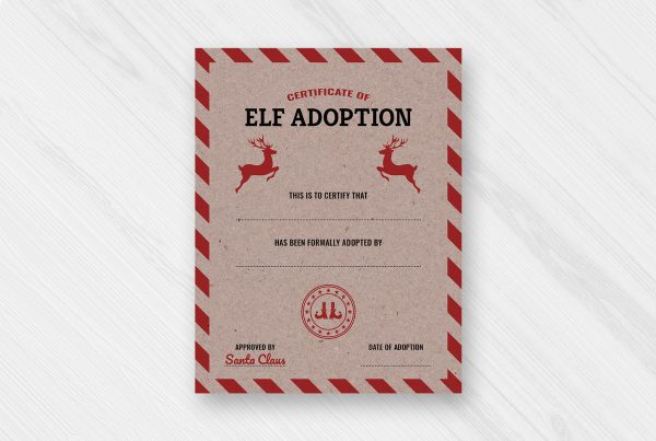 Elf Adoption Certificate 8.5x11 Printable Template
