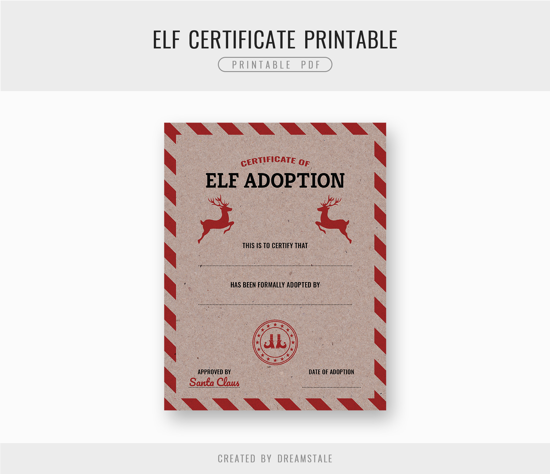 Elf Adoption Certificate 8.5x11 Printable Template 2 Elf Adoption Certificate 8.5x11 Printable Template