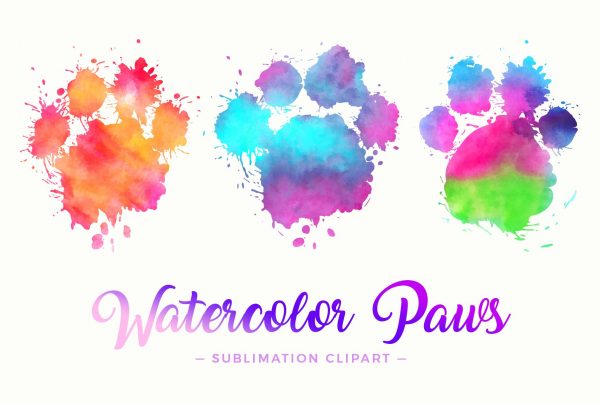 Watercolor Paw Print Splashes PNG Designs