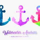 Watercolor Ship Anchor PNG Designs