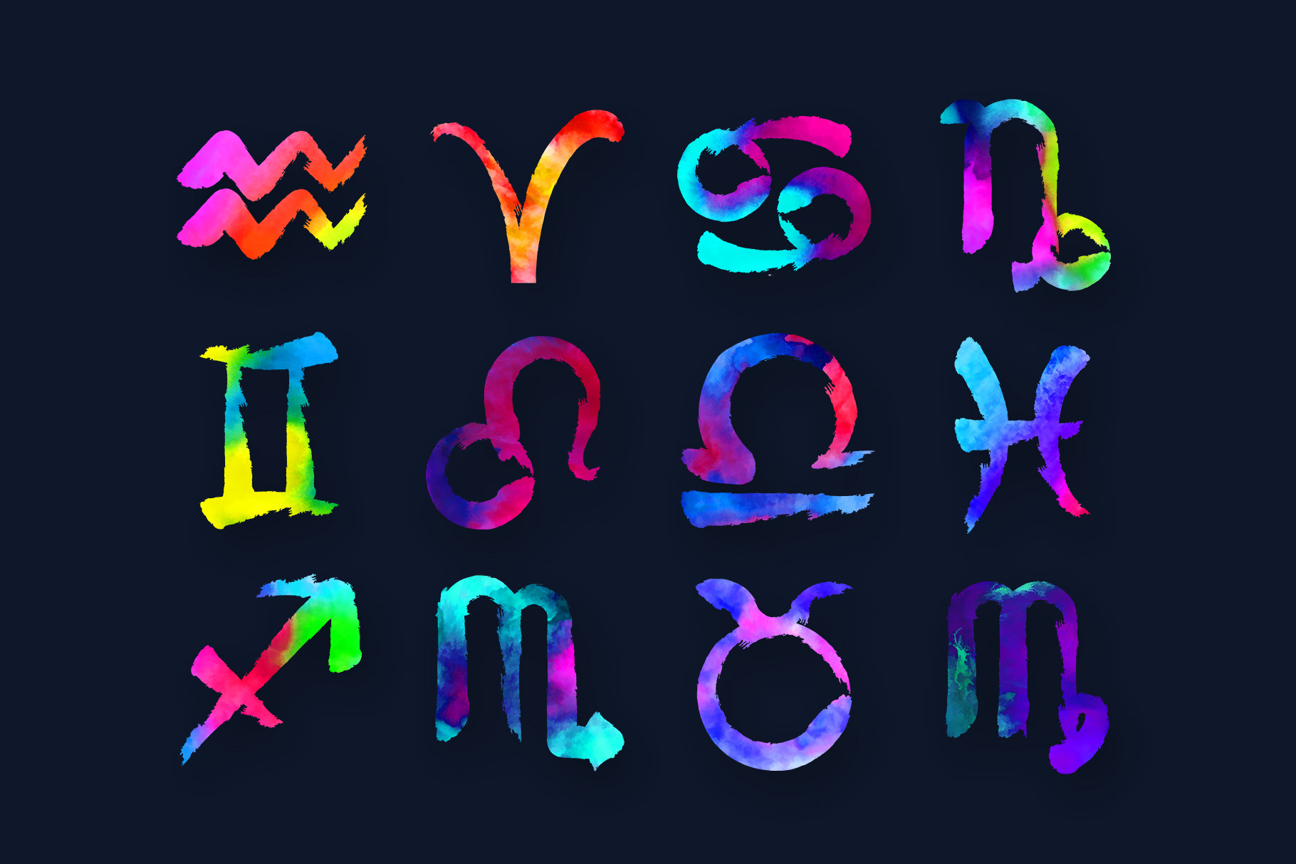 Watercolour Horoscope Zodiac Signs Clipart 1 Watercolour Horoscope Zodiac Signs Clipart
